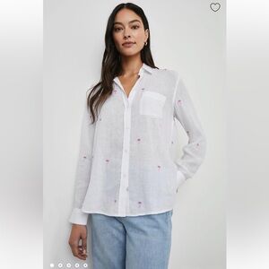 Rails Charli linen blend palm tree embroidery L
